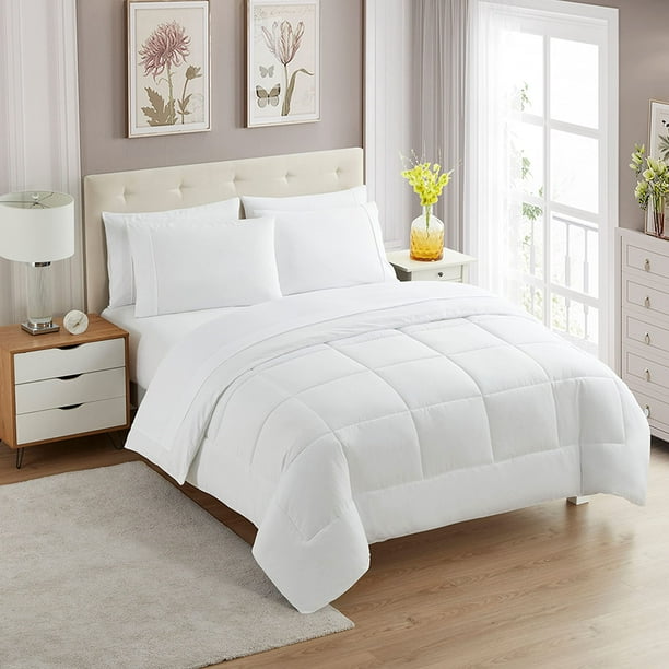 Set de edredón Sweet Home Collection White Queen, 7 piezas