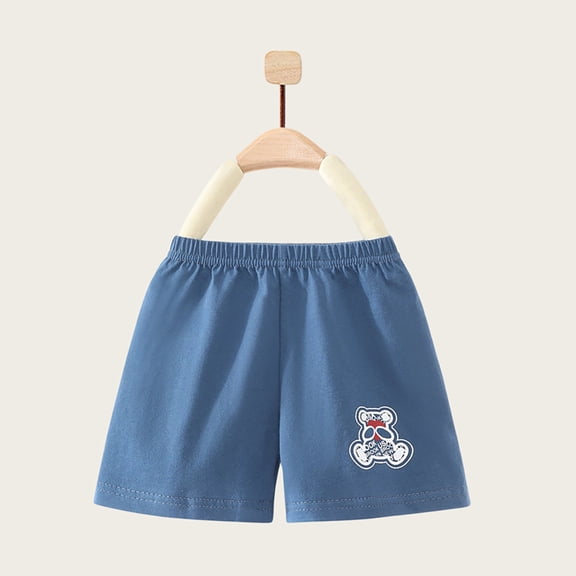 Boys' Pants Soft Lightweight Loose Fit Cartoon Print Breathable Elastic Waist Shorts for Daily Wear Blue 2 Years-3 Years