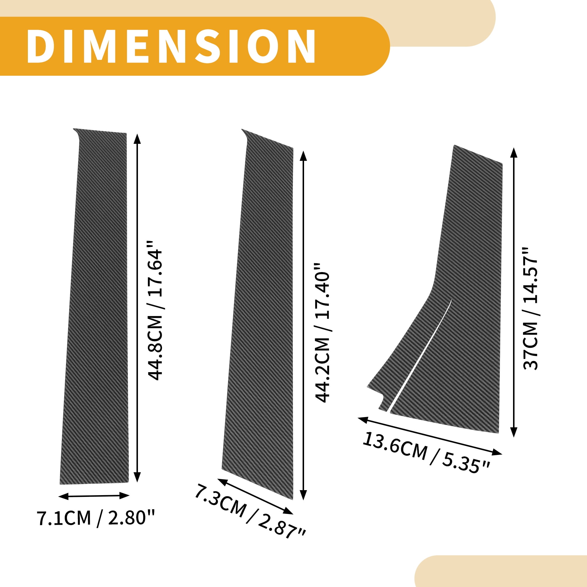 Unique Bargains 6Pcs Durable Window Trim For Honda Fit 2013-2019 Black Carbon Fiber