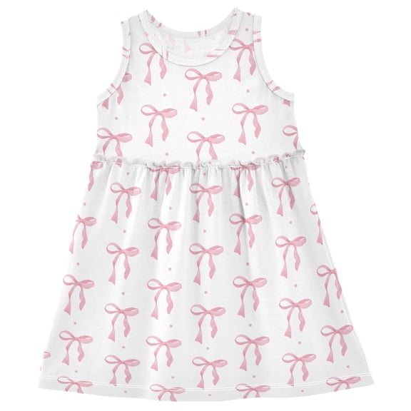 joogoo Girls Sleeveless Dress Watercolor Pink Bow Stylish Dresses 4T