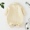 thumbnail image 6 of Likimi Baby Boys Denim Jumpsuits Lapel Button Down Solid Color Long Sleeve Romper For Baby Spring Autumn Fashionable Clothes Beige Size 2-3 Years, 6 of 6