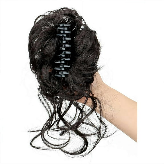 Claw Clip Messy bun,Fake Bun Ponytail Hair Extension Wig for Women, Wavy Curly Hair Bun Clip in Claw Chignon Hairpieces,H-air bun extension Everyday Wear