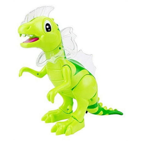 Dinosaur World Cartoon Dilophosaurus Battery Operated Walking Toy Dinosaur Figure w/ Light Projection, Realistic Movement, Lights and Sounds (Colors May Vary)
