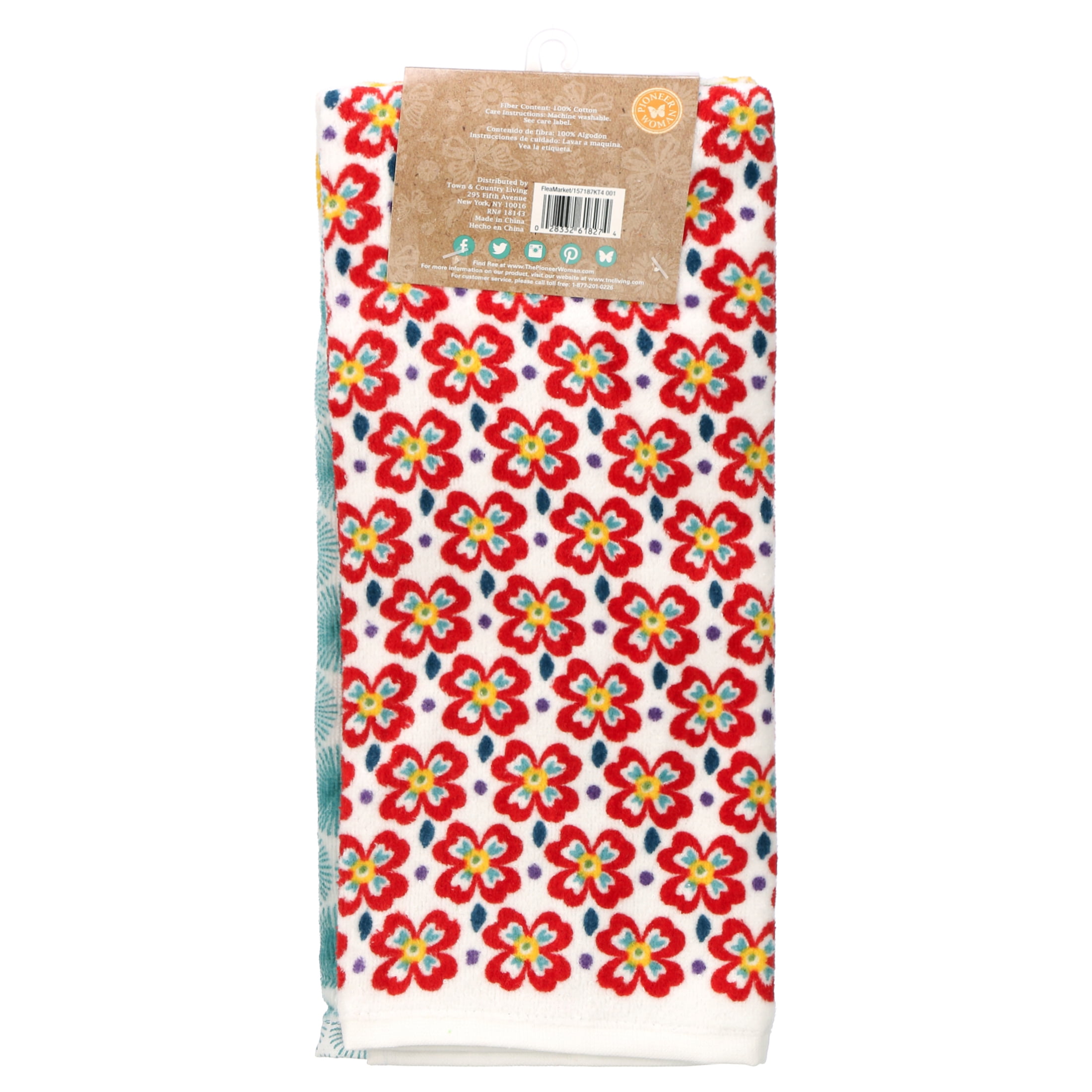 The Pioneer Woman Flea Market Kitchen Towel, Multicolor, 4 Piece