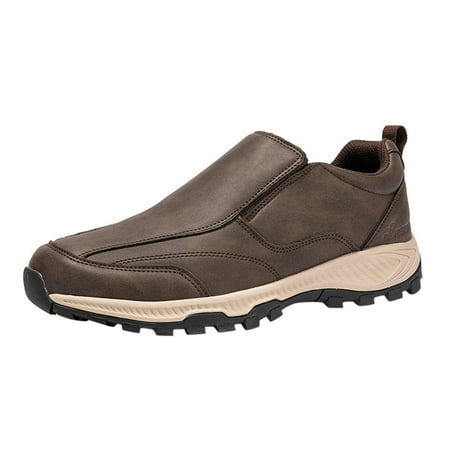 XDDST Men s Walking Shoes Men s Fashion Leather Slip On Outdoor Hiking Shoes Leisure Sports Hiking Shoes