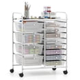 thumbnail image 1 of Costway 12-Drawer Rolling Storage Cart with Removable Drawers & Lockable Casters for Office Clear, 1 of 10