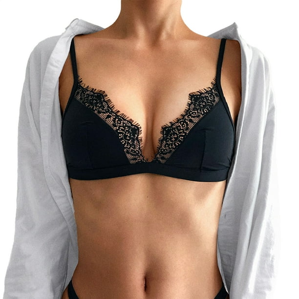 2pcs mujeres Bralette ajustable elegante de moda transpirable encaje triangulo sujetador para la vida diaria