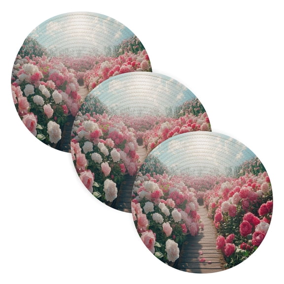 BZSMCE Mats for Pots,Pans Place Ffyy3_a_large_area_of_pink_and_white_roses_on_the_ground_with_a_7b0b206e-8bf8-45cb-ab70-0413166f923a Simple Style Pattern Pot Mats