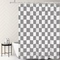 thumbnail image 3 of Checkerboard Grid Pattern Shower Curtain - White Grey Modern Design, Aesthetic Shower Curtain Sets Decoration, 71x71 Inch with Hooks, Perfect for Minimalist and Contemporary Bathrooms, 3 of 6