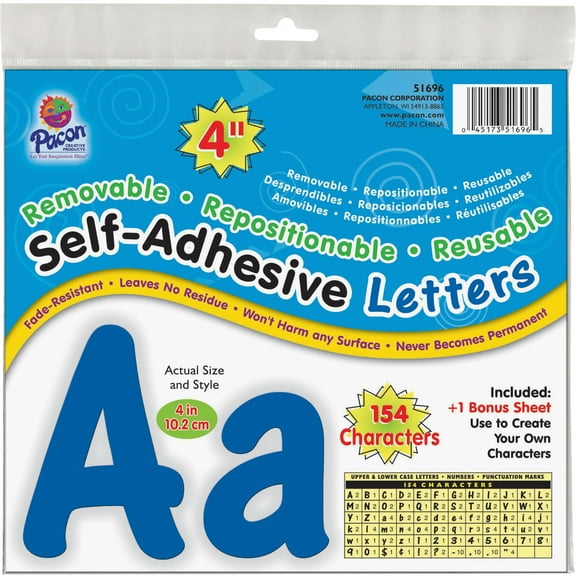 Pacon 154 Character Self-adhesive Letter Set, Blue, 154 / Pack (Quantity)