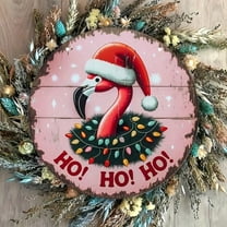 HELLOYOUNG Vintage Rustic Metal Flamingo Christmas Sign 8x8 Inch - Farmhouse Festive Wall Decor, No Power Needed Multipurpose Home Porch Ho