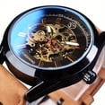thumbnail image 2 of Fashion Casual Men Skeleton Mechanical Watches Luminous Hand Blue Light Glass Design Display Breathable Leather Strap Sport Wristwatch, 2 of 12