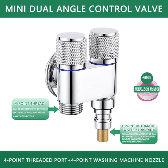 Dvkptbk Water Stop Spigot Double Switches Outlet Angle Spigots 2 Way Toilet Bidet Shower Faucet Bathroom Accessories Outlet Angle Spigots Water Stop Spigot