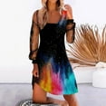 thumbnail image 2 of Women Dress Casual Summer Sexy Printed Mesh Spring Long Sleeve Loose Dress, 2 of 5