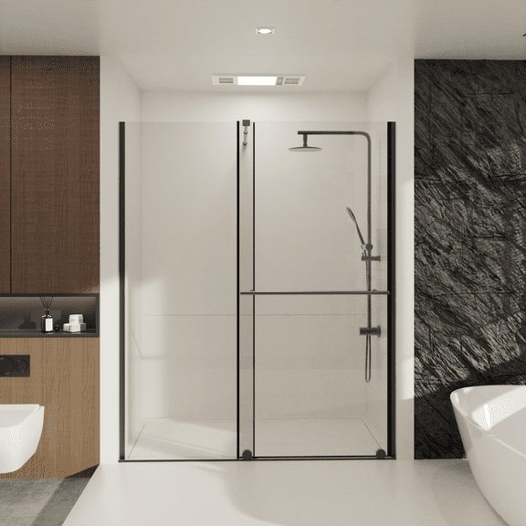 Kaisneo Black Tempered 60 in x 72 in 0.25 in Thick Sliding Shower Door