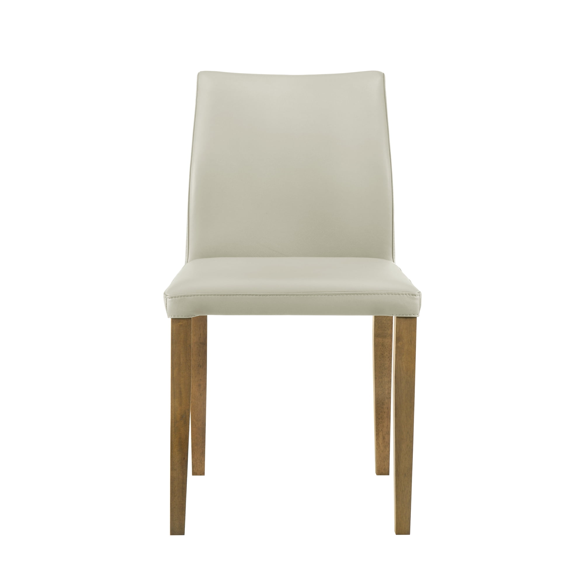 Elyza Full Back Top Grain Leather Upholstered Wood Dining Chairs in Grey - Set of 2
