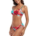 thumbnail image 3 of RELLECIGA Women's Cutout 2 Piece Bikini Sets Floral Print Sexy Strappy Low Rise Bathing Suits Push Up Two Piece Swimsuits, 3 of 5