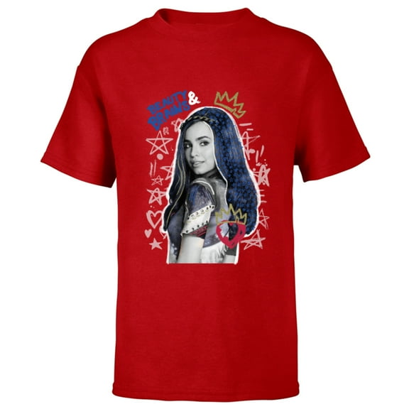 Disney Descendants 2 Evie Collage - Short Sleeve T-Shirt for Kids -Customized-Red