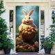 thumbnail image 5 of Xihbxyly Decoración para Puerta con Estampado de Conejito de Pascua, Diseño Festivo de Hierro Azul, Bonita Decoración para Fiestas, Versátil para Celebrar La Pascua, Fácil de Colgar, Tamaño 180 X 30, 5 of 6