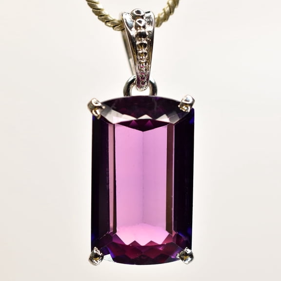 Natural 29.3 Ct 925 Sterling Silver Baguette Pendant CERTIFIED Purple Tanzanite