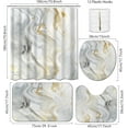 thumbnail image 4 of 4Pcs Grey Gold Marble Shower Curtain Sets, Bathroom Sets with Shower Curtain, Toilet Lid Rug, Contour Mat and Bath Mat, Shower Curtain with 12 Hooks for Bathroom Set Decor,72 * 72 Inch, 4 of 7