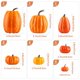 thumbnail image 3 of Juego de 12 calabazas artificiales de gran tamaño para decoración de otoño, Halloween y fiestas. Amarillo, 3 of 3