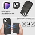 thumbnail image 2 of Decase for iPhone 14 Plus Flip PU Leather Back Cover with 2-in-1 Detachable Magnetic Wallet with 5 Card Slots Compatible Mag-Safe and RFlD Blocking Kickstand and Wireless Charging,Black, 2 of 7