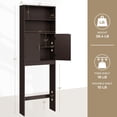 thumbnail image 4 of LInyy Over The Toilet Storage, Taller Bathroom Organizer Space-Saving Storage Cabinet with Adjustable Shelves and Double Doors, 77 in H, Espresso, 4 of 9