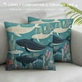 thumbnail image 3 of JEUXUS  Fish Pillows Nature Nautical Ocean Sea Seaweed Coral Whale Shark Dolphin Throw Pillow Cover Decorative Pillow Case Square Cushion Accent Home Blue, 3 of 5