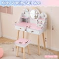 thumbnail image 5 of Ktaxon Kids' Wooden Vanity Table and Stool Set, Princess Makeup Dressing Table,Children's Furniture, Girls Gift, White, 5 of 9