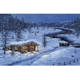 thumbnail image 2 of Tift, Jeff 14x11 Black Ornate Wood Framed with Double Matting Museum Art Print Titled - Winter Cabin, 2 of 4