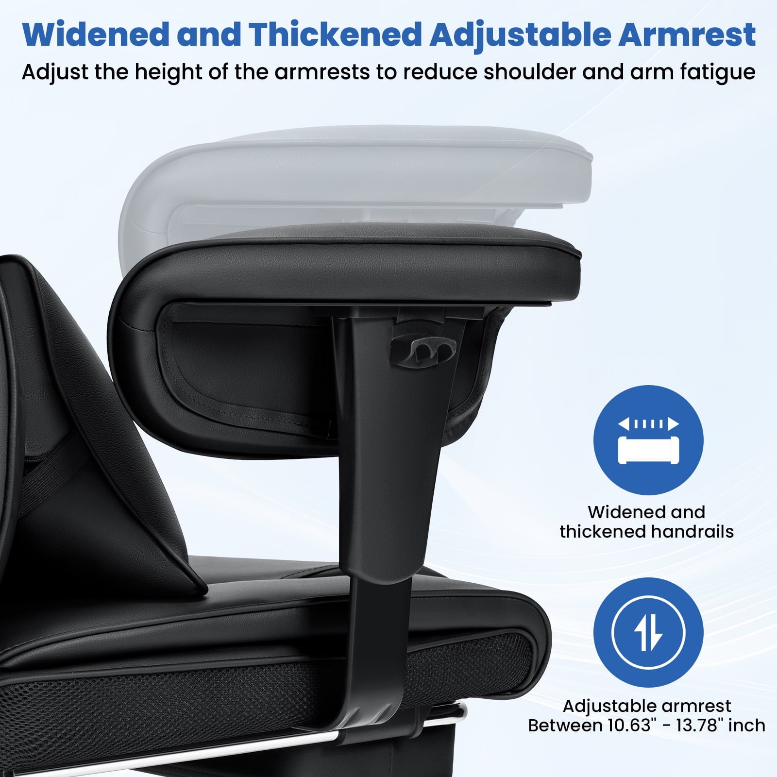 Hoffree Big and Tall Office Chair 450lbs, Executive Computer Desk Chair with Massage Ergonomic  Leather Chair with Footrest Reclining Desk Office Chair with Lumbar Support for Home Office