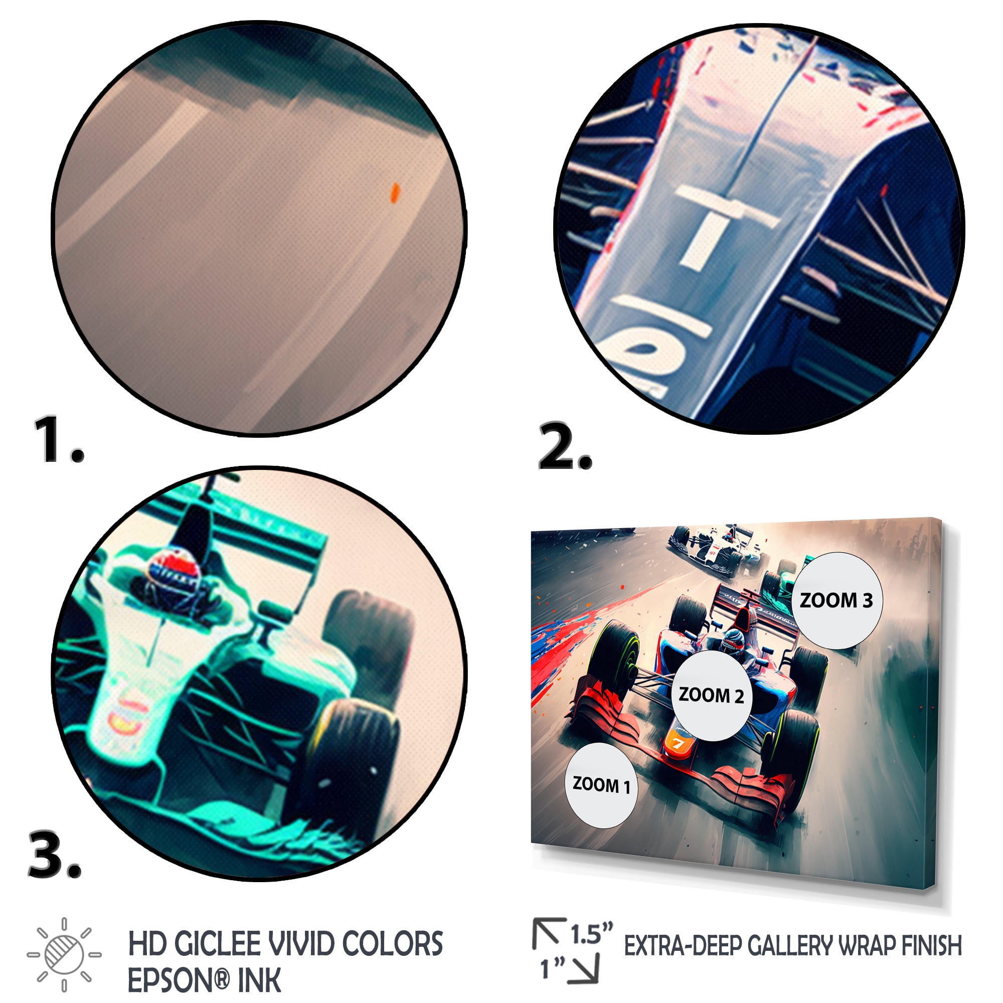 Designart Formula Car Racing VI Canvas Wall Art