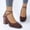 Brown, variant on Women's Fashionable Solid Color Square Toe Cross Strap Heel Shoes Temperament and Comfortable Shoes