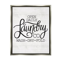 Stupell Industries Laundry Co Farmhouse Bathroom Typography Painting Gray Floater Framed Art Print Wall Art