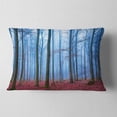 thumbnail image 2 of Designart Foggy Forest in Blue and Pink Photo - Modern Forest Throw Pillow - 12x20, 2 of 5