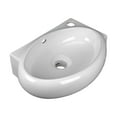 thumbnail image 6 of Renovators Supply Carlingwood Corner Wall Mounted Bathroom Sink 17" White Ceramic Oval Floating Vessel Sink w/Overflow and Single Faucet Hole, 6 of 13