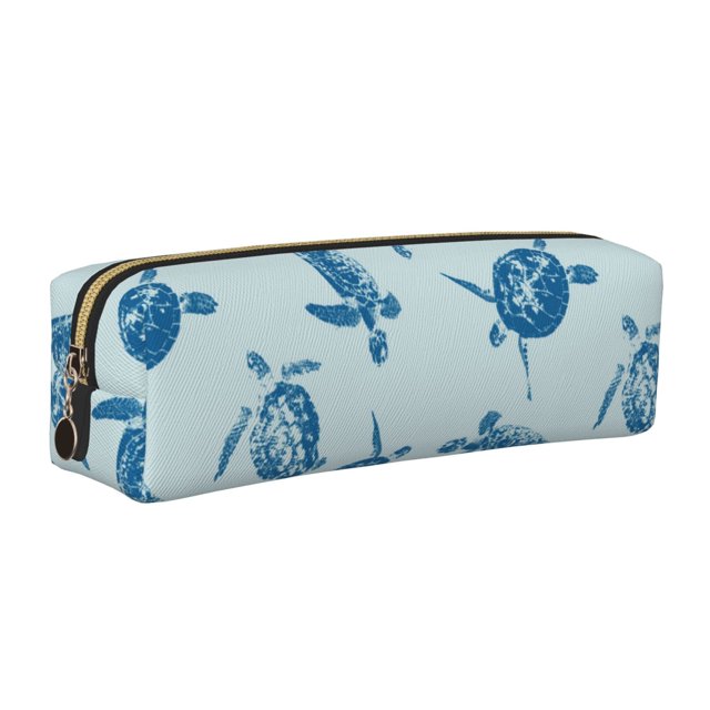 Balery Turtle Estuche de Lápices de Cuero Impreso, Estuche para Suministros de Arte, Estuche de Lápices con Cremallera, Estuche de Almacenamiento de Papelería