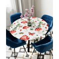 thumbnail image 5 of nqOlkjepod Mushroom Round Tablecloth, Fitted Table Cover with Elastic for 45"-54" Round Tables, Red Botanical Summer Green Butterfly Table Cloth Outdoor Indoor Dinning Party Waterproof Tablecloths, 5 of 6