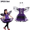 thumbnail image 3 of Disfraz de bruja vampiro para Halloween para niñas pequeñas, disfraz de princesa para cosplay, ropa de fiesta de carnaval con diadema y alas, 3 of 5