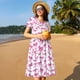 thumbnail image 4 of Fotbe Pink bows Vestido Largo de Moda para Mujer, Vestido Tipo Camiseta con Manga Corta y Estilo Casual a Rayas y Bloques de Color, 4 of 6