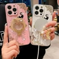 thumbnail image 3 of Magnetic Kickstand Glitter Case for iPhone 15 Pro Max,[Compatible with Magsafe] Cute 3D Bling Sparkle Rhinestone Butterfly Ring Stand Cat Lace Women Girls Case for iPhone 15 Pro Max 6.7",Gold, 3 of 4