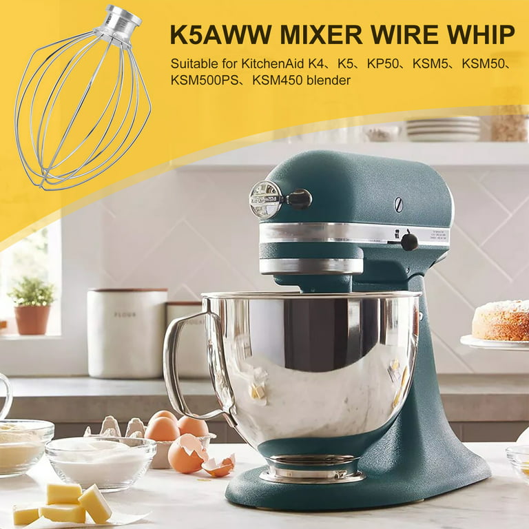 Stainless Steel Wire Whip Mixer Attachment For Kitchen Aid K4 K5 K5AWW  KSM50 KSM500PS KSM450 blender Flour Cake Balloon Whisk Egg Cream Stirrer  Tools 