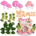 thumbnail image 1 of Set de Adornos para Pastel HNGWLYN Hadas con Hongos Rosados y Mariposas, 1 of 8
