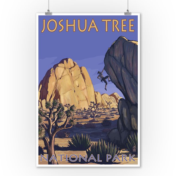 Joshua Tree National Park, California Boulder Climber Lantern Press Artwork (9x12 Art Print