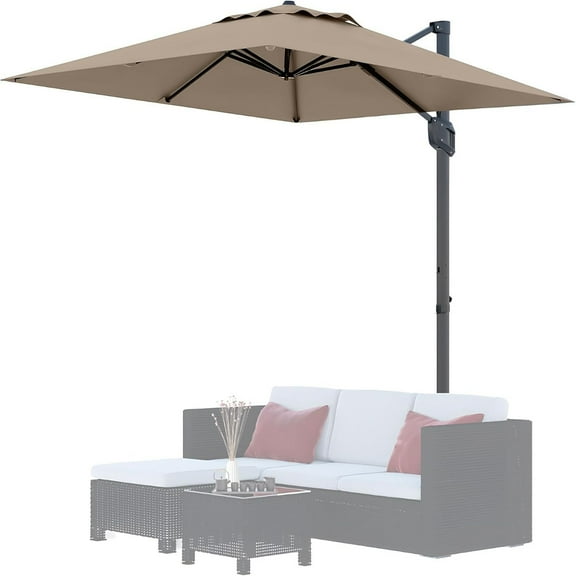 Ataucjin 10' x 10' Extra Large Square Cantilever Umbrella - UV Protection, Adjustable Tilt, Sturdy Base, Easy Assembly, and Weather-Resistant Fabric