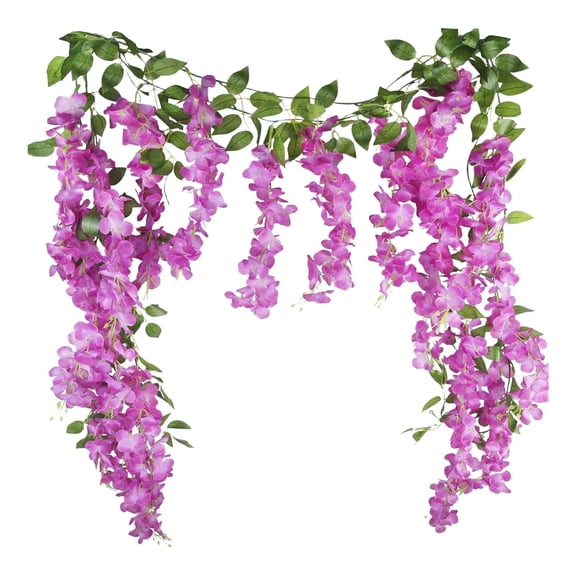 Artificial Wisteria Flowers Vines Hanging Garland for Home Garden Wedding Arch Decor Outdoor Indoor Curtain String Hearthweave