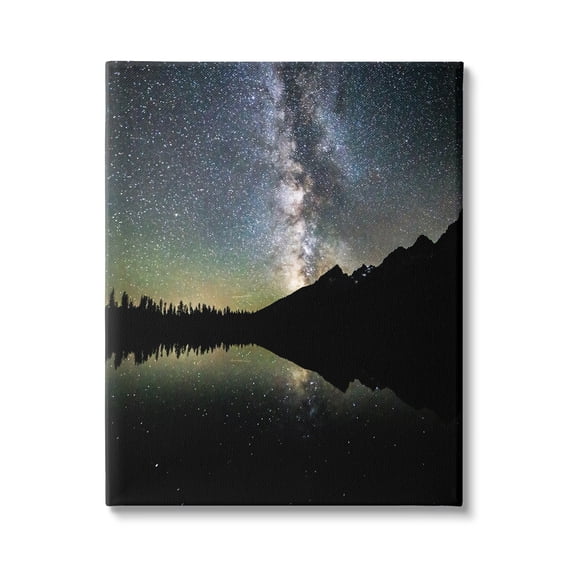 Stupell Industries Starry Sky Lake Reflection Landscape Photography Gallery Wrapped Canvas Art Print Wall Art, 16 x 20