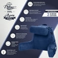thumbnail image 3 of XXL Husband Pillow Aspen Edition - Adult Reading Bed Rest Pillow with Arms & Detach Neck Roll on Bungee Cord - Premium Memory Foam, Reversible 2 Sided Covers Micro Suede or Plush, Dark Blue, 3 of 9