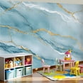 thumbnail image 4 of Peel and Stick Wallpaper Blue Gold Marble Texture Modern Art Wall Mural Decor Self Adhesive and Removable 100in x 144in, 4 of 8